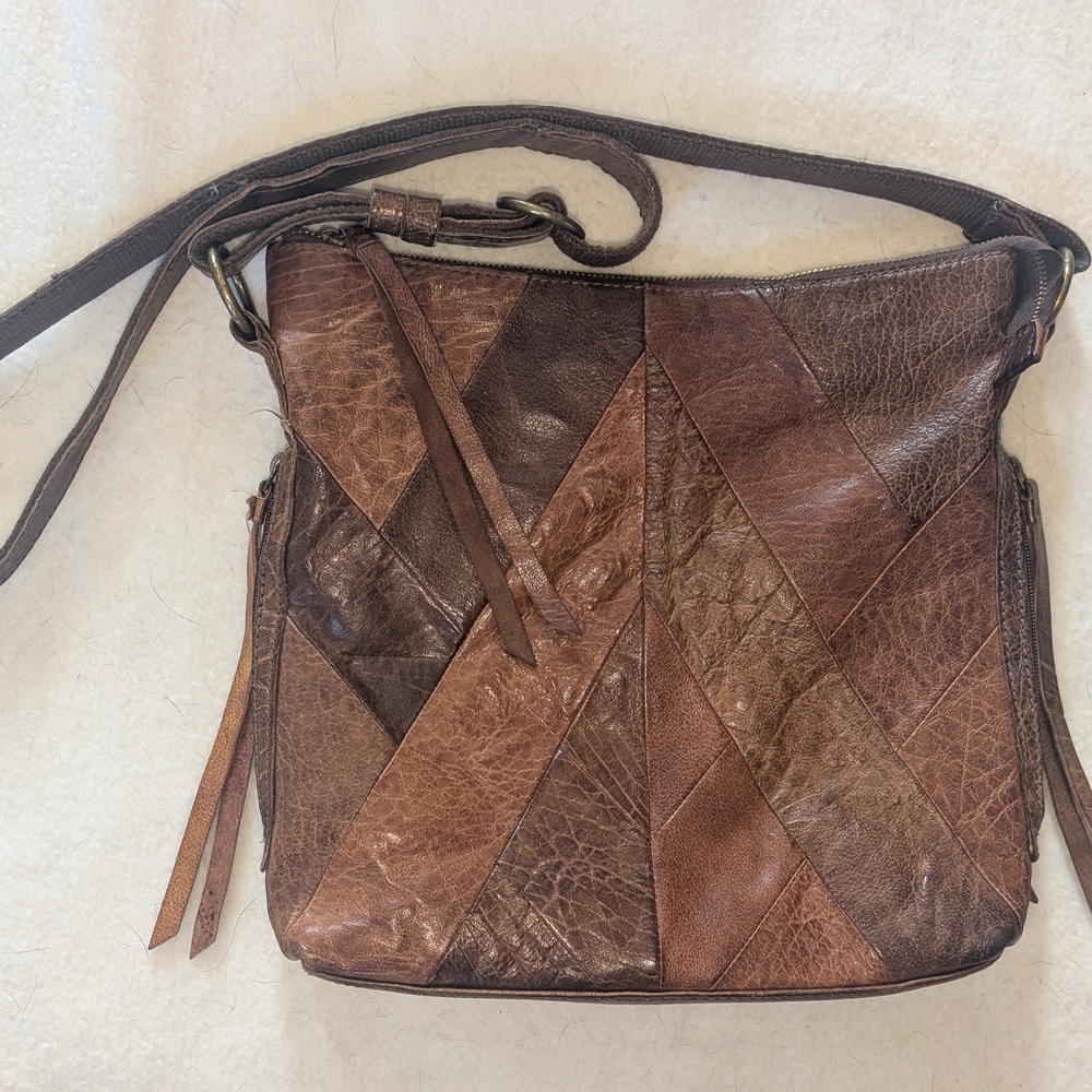 Lucky Brand Brown Patchwork Leather Crossbody - image 1